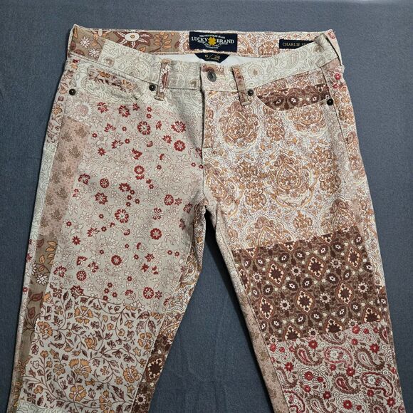 Lucky Brand Charlie Skinny Women 6/28 Harvest Patchwork Stretch Denim Jeans - Picture 3 of 16
